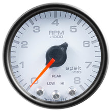 Carica l&#39;immagine nel visualizzatore di Gallery, Autometer Spek-Pro Gauge Tach 2 1/16in 8K Rpm W/ Shift Light &amp; Peak Mem Wht/Blk