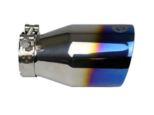 Load image into Gallery viewer, aFe Mach Force XP 304 Stainless Steel Clamp-On Exhaust Tip 2.5in Inlet / 4in Outlet - Blue Flame