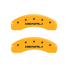 Load image into Gallery viewer, MGP 4 Caliper Covers Engraved Front &amp; Rear Denali Yellow finish black ch