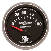 Laden Sie das Bild in den Galerie-Viewer, Autometer Sport-Comp II 52mm 0-100 PSI Short Sweep Electronic Oil Pressure Gauge