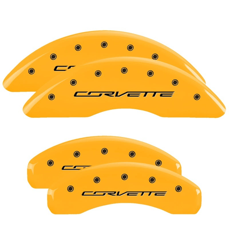 MGP 4 Caliper Covers Engraved Front & Rear C7/Corvette Yellow finish black ch