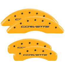 Cargar imagen en el visor de la galería, MGP 4 Caliper Covers Engraved Front &amp; Rear C7/Corvette Yellow finish black ch