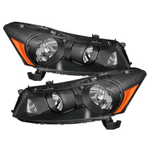 Load image into Gallery viewer, Xtune Honda Accord 08-12 4Dr Amber Crystal Headlights Black HD-JH-HA08-AM-BK