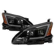 Cargar imagen en el visor de la galería, xTune 13-15 Nissan Sentra DRL LED Light Bar Proj Halogen Headlights - Blk Smoke (PRO-JH-NS13-LB-BSM)