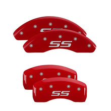 Load image into Gallery viewer, MGP 4 Caliper Covers Engraved Front &amp; Rear Monte Carlo style/SS Red finish silver ch