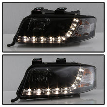 Cargar imagen en el visor de la galería, Spyder Audi A6 02-04 Projector Headlights Halogen Model Only - DRL Black PRO-YD-ADA601-DRL-BK