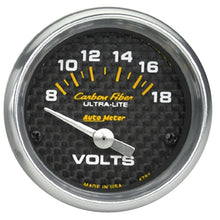 Laden Sie das Bild in den Galerie-Viewer, Autometer Carbon Fiber 52mm 8-18 Volt Electronic Volt meter