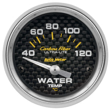 Laden Sie das Bild in den Galerie-Viewer, Autometer Carbon Fiber 52mm 40-120 Deg C Electronic Water Temp Gauge