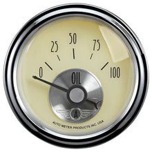 Charger l&#39;image dans la galerie, Autometer Prestige Series 2-1/16in 100 PSI Oil Presse Gauge (Antique Ivory)