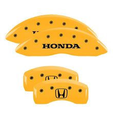 Laden Sie das Bild in den Galerie-Viewer, MGP 4 Caliper Covers Engraved Front Honda Engraved Rear H Logo Yellow finish black ch