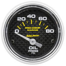 Carica l&#39;immagine nel visualizzatore di Gallery, Autometer Marine Carbon Fiber 2-1/16in 80 PSI Electric Oil Pressure Gauge