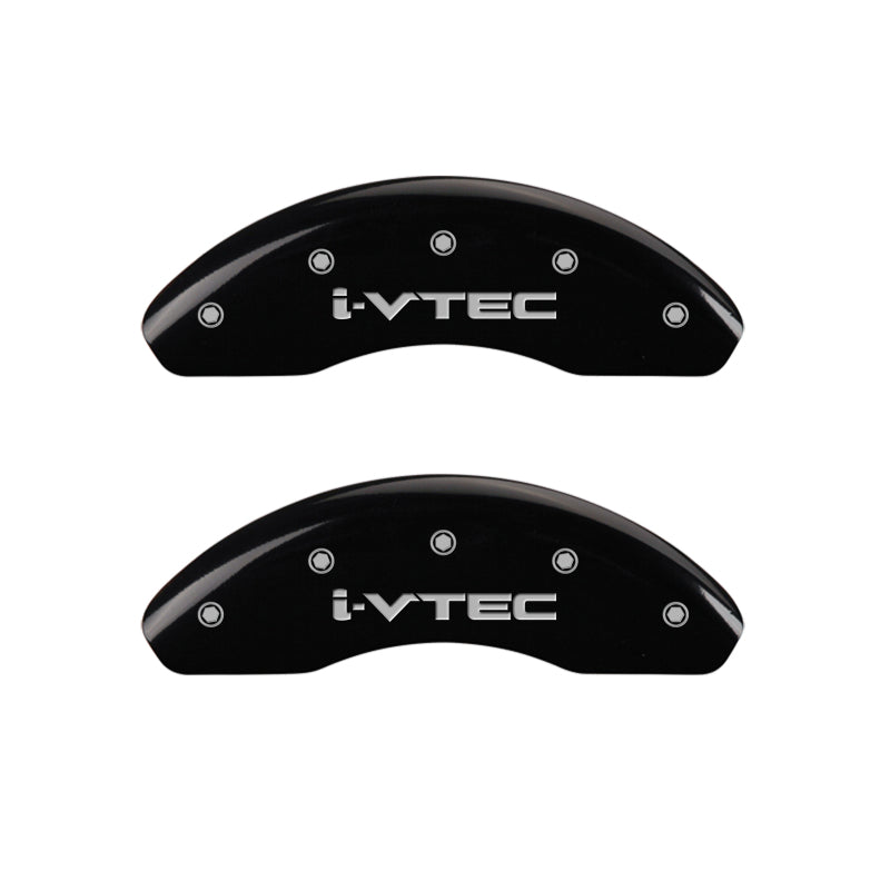 MGP 4 Caliper Covers Engraved Front & Rear I-Vtec Black Finish Silver Char 2010 Honda Civic