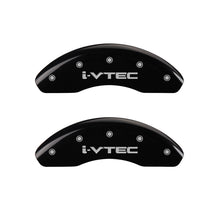 Load image into Gallery viewer, MGP 4 Caliper Covers Engraved Front &amp; Rear I-Vtec Black Finish Silver Char 2010 Honda Civic