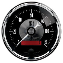 Carica l&#39;immagine nel visualizzatore di Gallery, Autometer Prestige Series Black 3-3/8in 120mph Electric Programmable Speedometer w/LCD Odometer