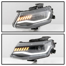 Load image into Gallery viewer, Spyder Chevy Camaro 16-18 Halogen Model Projector Headlights Black PRO-YD-CCAM16HALSI-SEQ-BK