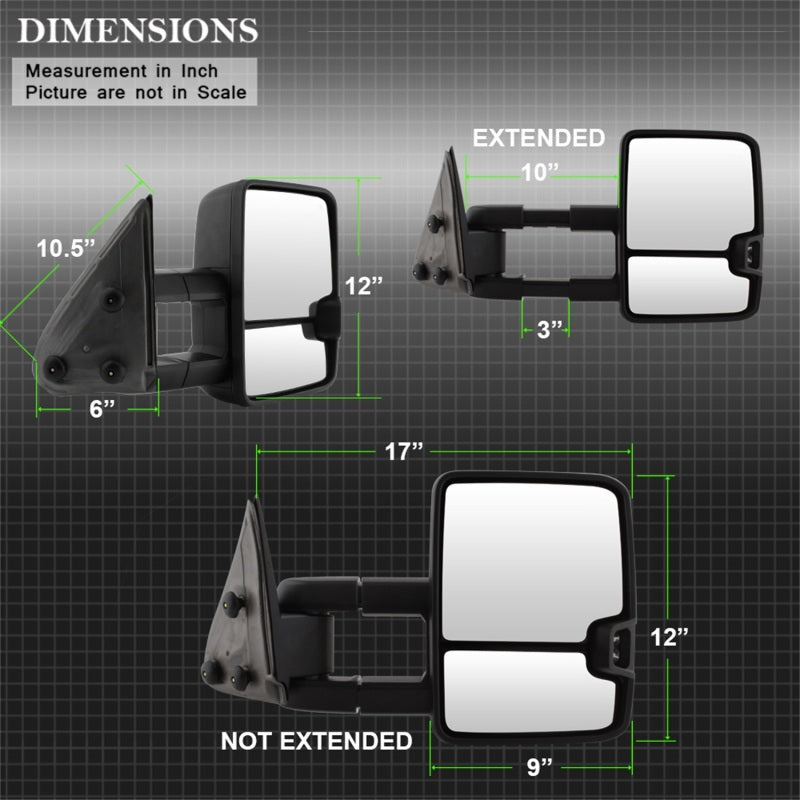 xTune Chevy Silverado 99-06 G2 LED Signal Telescoping Mirror - SET MIR-CS03S-G2-MA-AM-SET