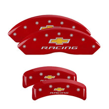 Cargar imagen en el visor de la galería, MGP 4 Caliper Covers Engraved Front &amp; Rear Bowtie Yellow finish black ch