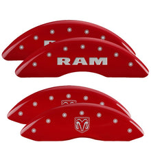 Charger l&#39;image dans la galerie, MGP 4 Caliper Covers Engraved Front RAM Engraved Rear RAMHEAD Red finish silver ch