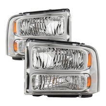 Charger l&#39;image dans la galerie, Xtune Ford F250 F350 F450 Superduty Excursion 99-04 Headlights Chrome HD-JH-FF25099-HA-C