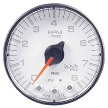 Carica l&#39;immagine nel visualizzatore di Gallery, Autometer Spek-Pro Gauge Tach 2 1/16in 8K Rpm W/ Shift Light &amp; Peak Mem Wht/Blk