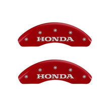 Cargar imagen en el visor de la galería, MGP 4 Caliper Covers Engraved Front &amp; Rear Honda Red finish silver ch