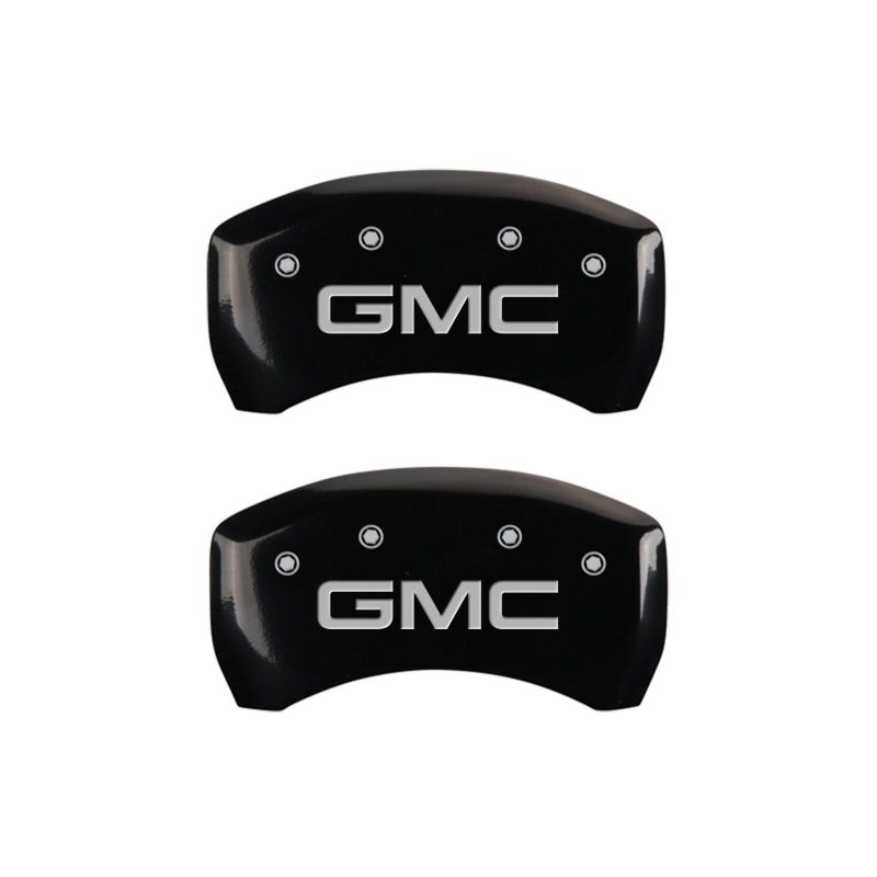 MGP 4 Caliper Covers Engraved Front & Rear GMC Black Finish Silver Char 2019 GMC Arcadia