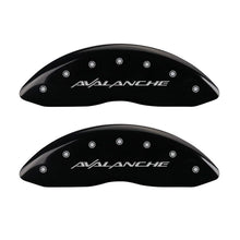 गैलरी व्यूवर में इमेज लोड करें, MGP 4 Caliper Covers Engraved Front &amp; Rear Avalanche Black finish silver ch