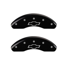 Cargar imagen en el visor de la galería, MGP Front set 2 Caliper Covers Engraved Front Bowtie Black finish silver ch