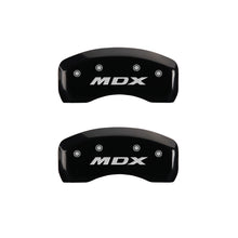 Laden Sie das Bild in den Galerie-Viewer, MGP 4 Caliper Covers Engraved Front Acura Engraved Rear MDX Black finish silver ch