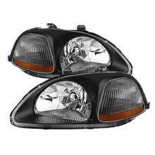 Load image into Gallery viewer, Xtune Honda Civic 96-98 Amber Crystal Headlights Black HD-JH-HC96-AM-BK