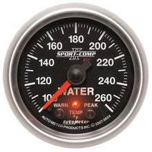 Laden Sie das Bild in den Galerie-Viewer, Autometer Sport-Comp II 52.4mm 100-260 Deg F Water Temp Peak &amp; Warn w/ Electronic Control Gauge