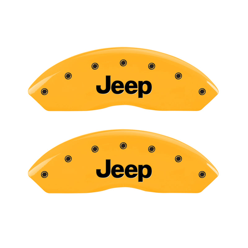 MGP 4 Caliper Covers Engraved Front & Rear JEEP Yellow finish black ch