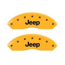 गैलरी व्यूवर में इमेज लोड करें, MGP 4 Caliper Covers Engraved Front &amp; Rear JEEP Yellow finish black ch