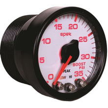 Load image into Gallery viewer, Autometer Spek-Pro Gauge Boost 2 1/16in 35psi Stepper Motor W/Peak &amp; Warn White/Black