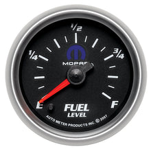 Laden Sie das Bild in den Galerie-Viewer, Autometer Mopar 2-1/16in 0-280 Ohm Programmable Fuel Level Gauge - Black