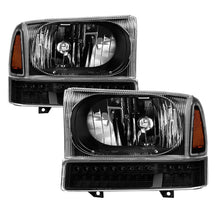 Charger l&#39;image dans la galerie, xTune Ford F250 F350 Superduty Excursion 99-04 OEM Style Headlights - Black HD-JH-FF25099-SET-LED-BK