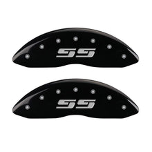 Load image into Gallery viewer, MGP 4 Caliper Covers Engraved Front &amp; Rear MGP Black finish silver ch