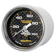 Charger l&#39;image dans la galerie, Autometer Marine Carbon Fiber Ultra-Lite 2-1/16in 100PSI Mechanical Oil Pressure Gauge