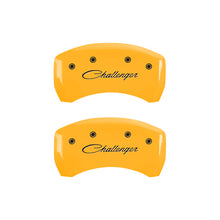 Carica l&#39;immagine nel visualizzatore di Gallery, MGP 4 Caliper Covers Engraved F &amp; R Cursive/Challenger Yellow Finish Black Char 2006 Dodge Charger