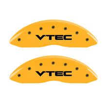 Load image into Gallery viewer, MGP 4 Caliper Covers Engraved Front &amp; Rear Vtech Yellow finish black ch