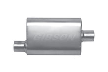 Laden Sie das Bild in den Galerie-Viewer, Gibson MWA Superflow Offset/Center Oval Muffler - 4x9x14in/3in Inlet/3in Outlet - Stainless