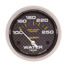 Laden Sie das Bild in den Galerie-Viewer, Autometer Marine Carbon Fiber 2-5/8in Electric Water Temperature Gauge 100-250 Deg F