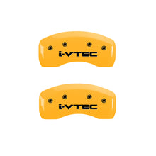 Cargar imagen en el visor de la galería, MGP 4 Caliper Covers Engraved Front &amp; Rear i-Vtec Yellow finish black ch