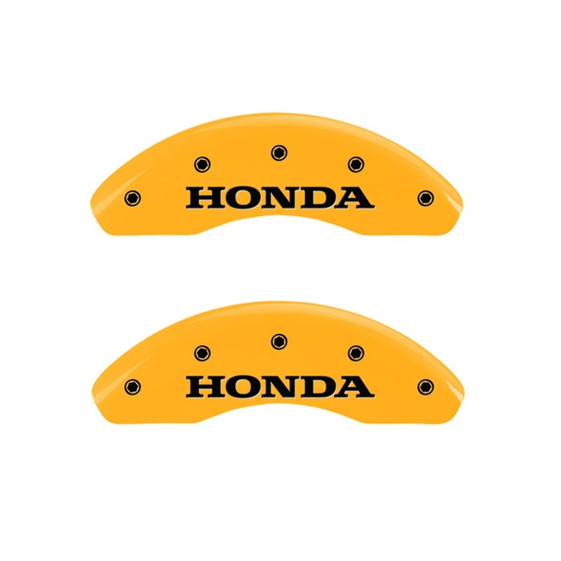 MGP Front set 2 Caliper Covers Engraved Front Honda Yellow finish black ch