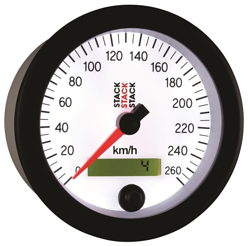 Autometer Stack Instruments 88MM 0-260 KM/H Programmable Speedometer - White