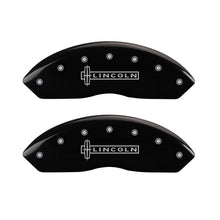 Cargar imagen en el visor de la galería, MGP 4 Caliper Covers Engraved Front &amp; Rear Lincoln Black finish silver ch