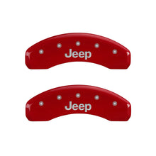 Laden Sie das Bild in den Galerie-Viewer, MGP 4 Caliper Covers Engraved Front &amp; Rear JEEP Red finish silver ch