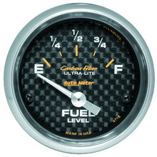 Laden Sie das Bild in den Galerie-Viewer, Autometer Carbon Fiber 52mm 240 Empty-33 Full Electronic Fuel Level Gauge