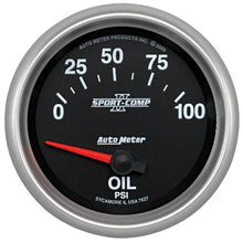 Load image into Gallery viewer, Autometer Sport-Comp II 0-100 PSI Short Sweep Electronic Oil Pressure Gauge