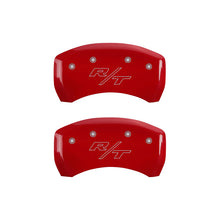 Laden Sie das Bild in den Galerie-Viewer, MGP 4 Caliper Covers Engraved Front Cursive/Challenger Engraved Rear RT Red finish silver ch